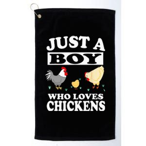 Just A Boy Who Loves Chickens Farm Chicken Gift Platinum Collection Golf Towel