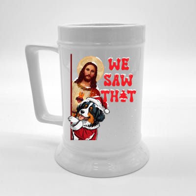 Jesus And Bernese Mountain We Saw That Funny Christmas Beer Stein