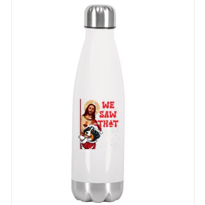 Jesus And Bernese Mountain We Saw That Funny Christmas Stainless Steel Insulated Water Bottle