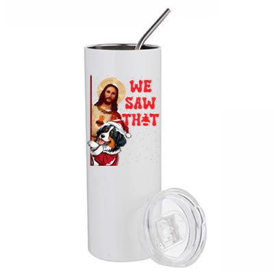 Jesus And Bernese Mountain We Saw That Funny Christmas Stainless Steel Tumbler