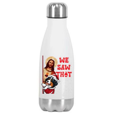 Jesus And Bernese Mountain We Saw That Funny Christmas Stainless Steel Insulated Water Bottle