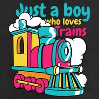 Just A Boy Who Loves Trains Cute 7 Panel Mesh Trucker Snapback Hat