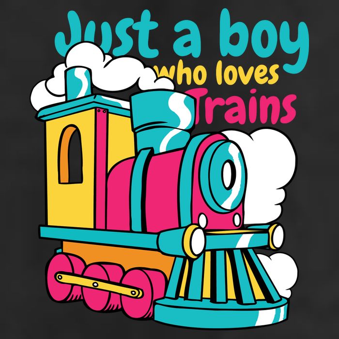 Just A Boy Who Loves Trains Cute 7 Panel Mesh Trucker Snapback Hat
