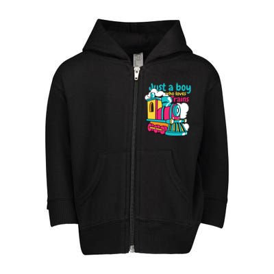 Just A Boy Who Loves Trains Cute Toddler Zip Fleece Hoodie