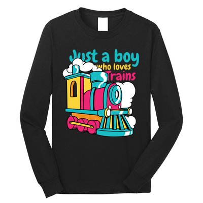 Just A Boy Who Loves Trains Cute Long Sleeve Shirt