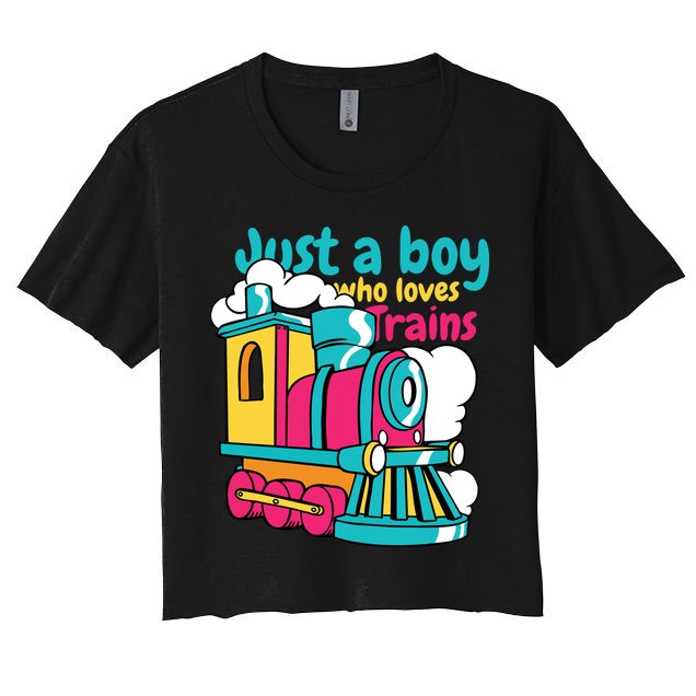 Just A Boy Who Loves Trains Cute Crop Top