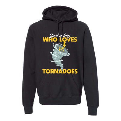 Just A Boy Loves Tornado Hurricane Weather Chaser Boy Premium Hoodie