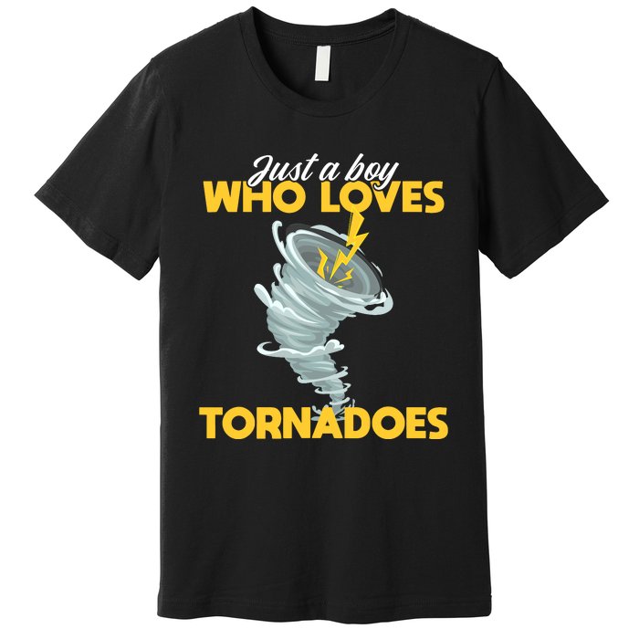 Just A Boy Loves Tornado Hurricane Weather Chaser Boy Premium T-Shirt