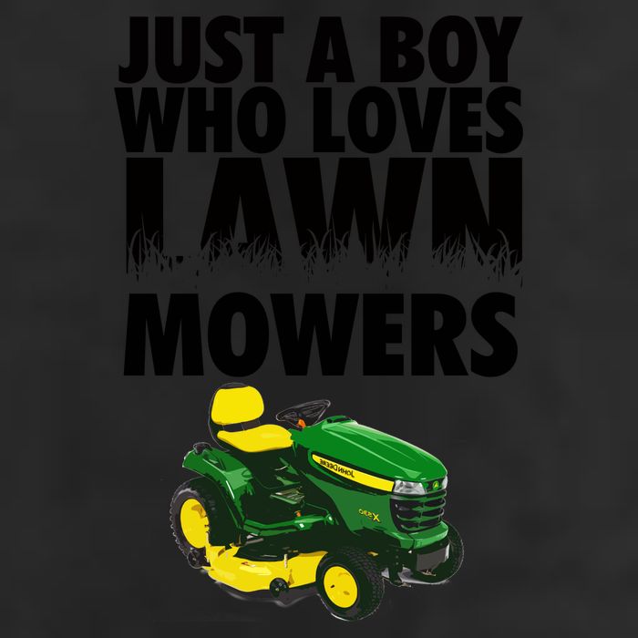 Just A Boy Who Loves Lawn Mowers 7 Panel Mesh Trucker Snapback Hat