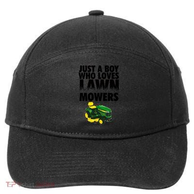 Just A Boy Who Loves Lawn Mowers 7-Panel Snapback Hat
