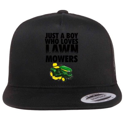 Just A Boy Who Loves Lawn Mowers Flatbill Hat