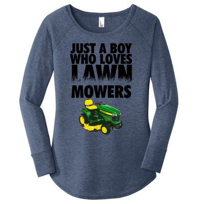 Just A Boy Who Loves Lawn Mowers Women's Perfect Tri Tunic Long Sleeve Shirt