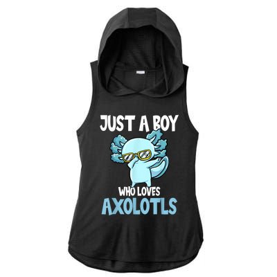 Just A Boy Who Loves Axolotls Cute Kawaii Ladies PosiCharge Tri-Blend Wicking Draft Hoodie Tank