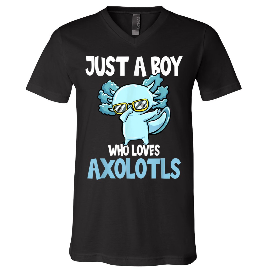Just A Boy Who Loves Axolotls Cute Kawaii V-Neck T-Shirt