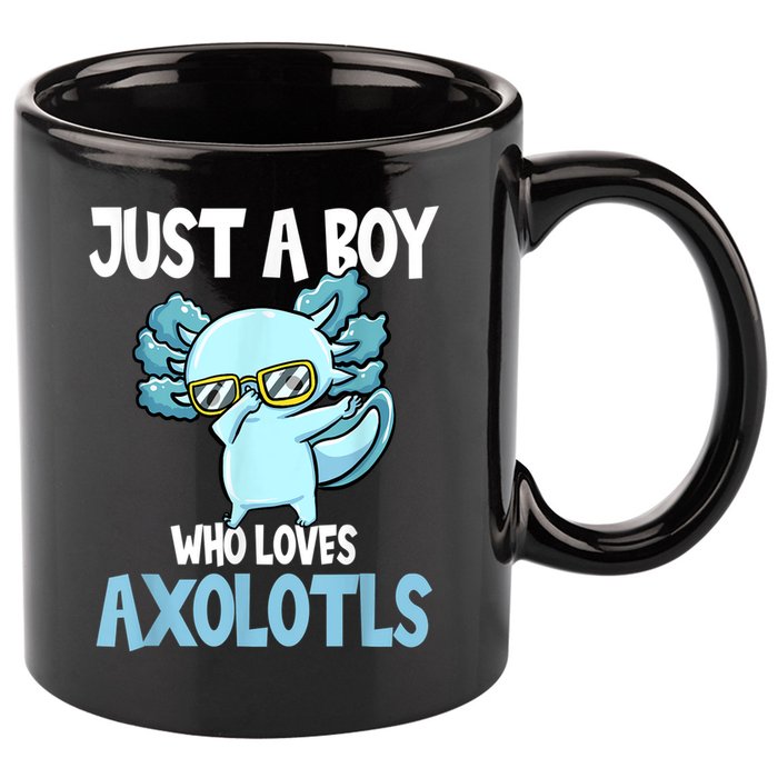 Just A Boy Who Loves Axolotls Cute Kawaii 11oz C Handle Ceramic Mug