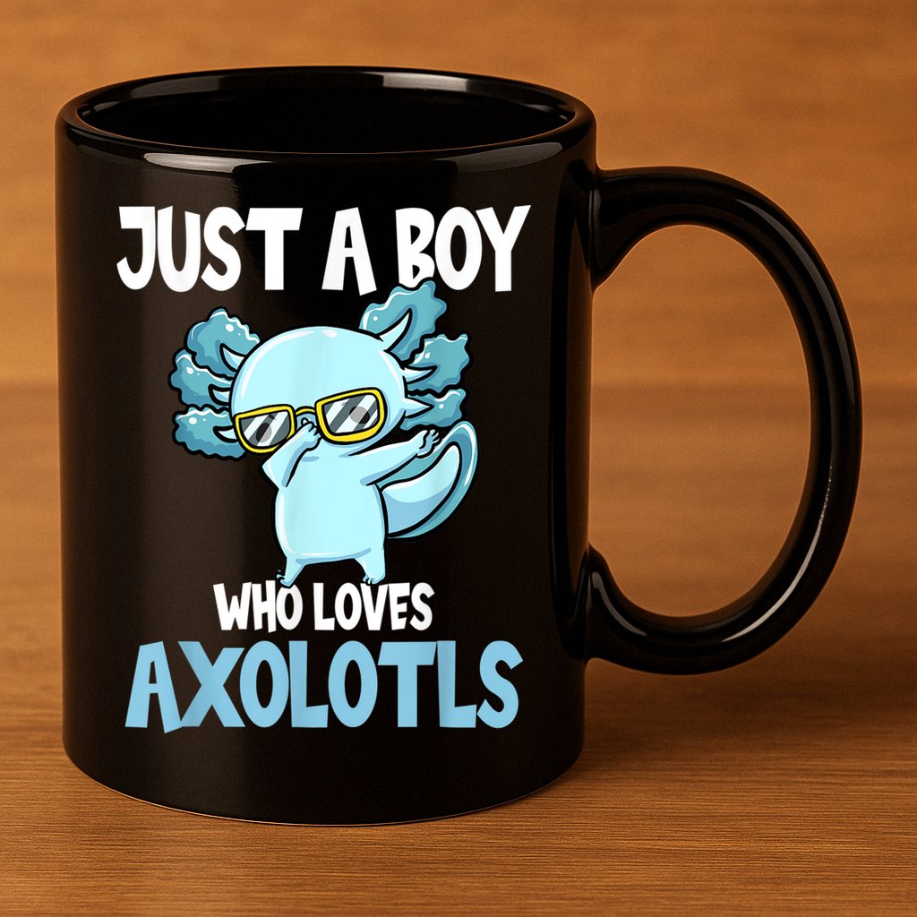 Just A Boy Who Loves Axolotls Cute Kawaii 11oz C Handle Ceramic Mug
