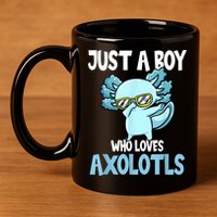 Just A Boy Who Loves Axolotls Cute Kawaii 11oz C Handle Ceramic Mug
