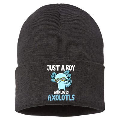 Just A Boy Who Loves Axolotls Cute Kawaii Sustainable Knit Beanie