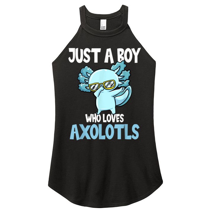 Just A Boy Who Loves Axolotls Cute Kawaii Women's Perfect Tri Rocker Tank