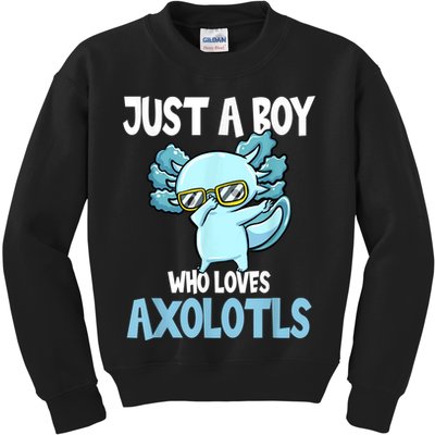 Just A Boy Who Loves Axolotls Cute Kawaii Kids Sweatshirt