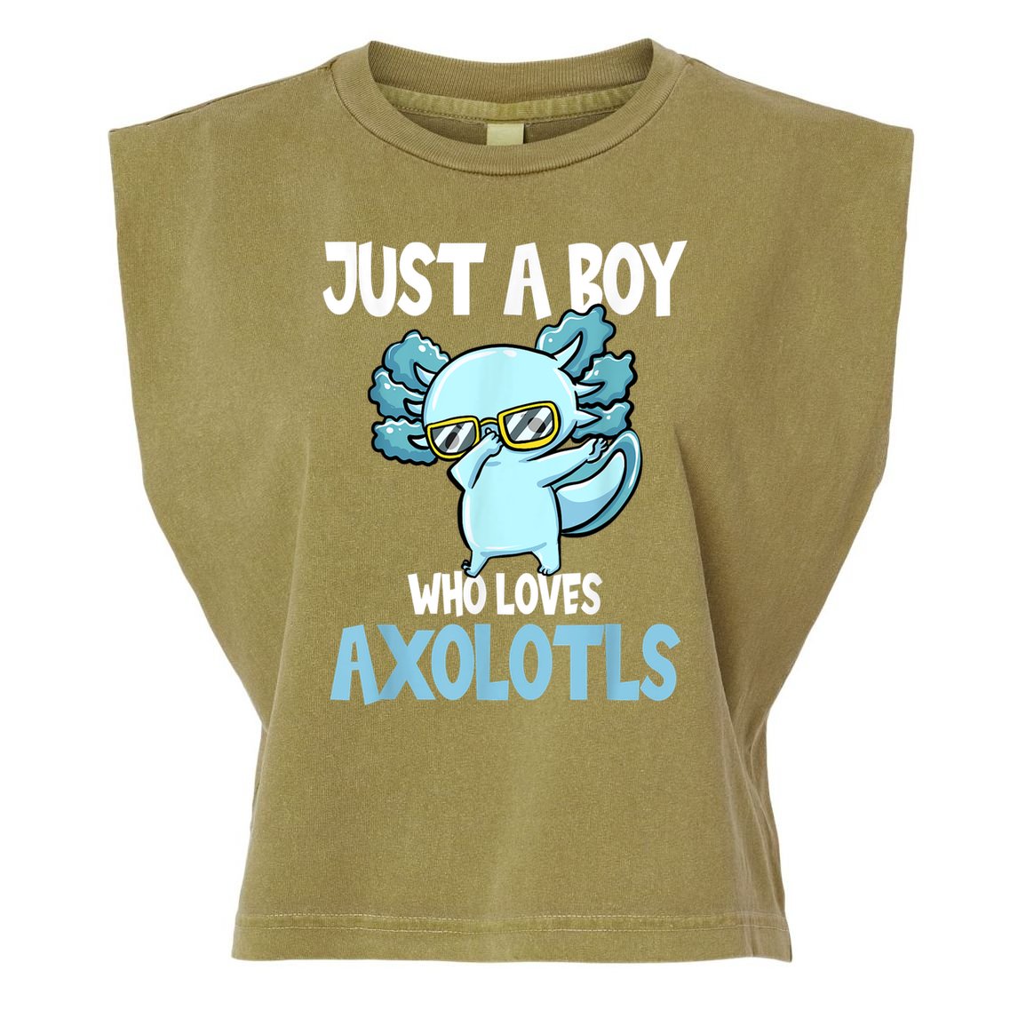 Just A Boy Who Loves Axolotls Cute Kawaii Garment-Dyed Women's Muscle Tee