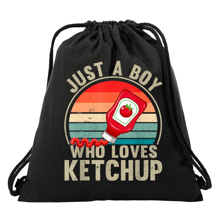 Just A Boy Who Loves Ketchupcatsup Condiment Lover Drawstring Bag