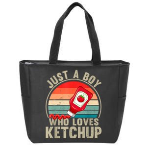 Just A Boy Who Loves Ketchupcatsup Condiment Lover Zip Tote Bag