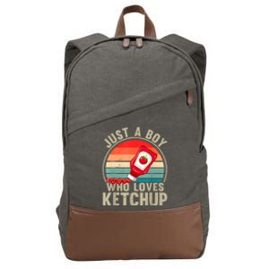 Just A Boy Who Loves Ketchupcatsup Condiment Lover Cotton Canvas Backpack