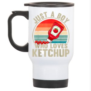 Just A Boy Who Loves Ketchupcatsup Condiment Lover Stainless Steel Travel Mug