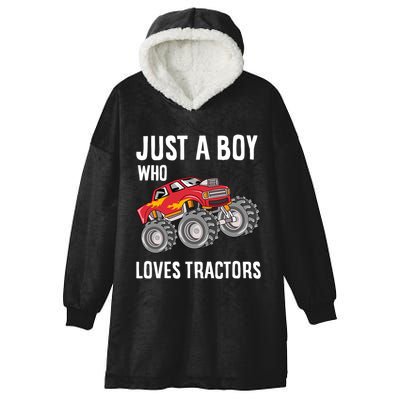 Just A Boy Who Loves Tractors Gift Hooded Wearable Blanket