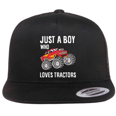 Just A Boy Who Loves Tractors Gift Flatbill Hat