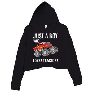 Just A Boy Who Loves Tractors Gift Crop Fleece Hoodie