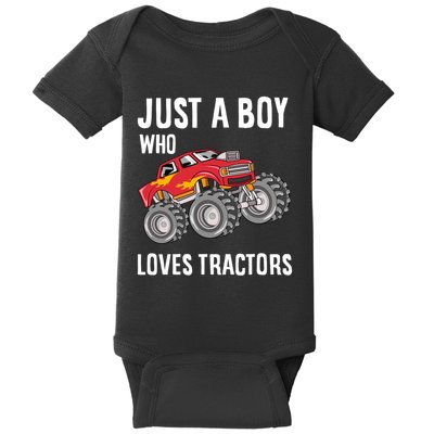 Just A Boy Who Loves Tractors Gift Baby Bodysuit