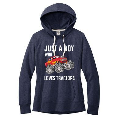 Just A Boy Who Loves Tractors Gift Women's Fleece Hoodie