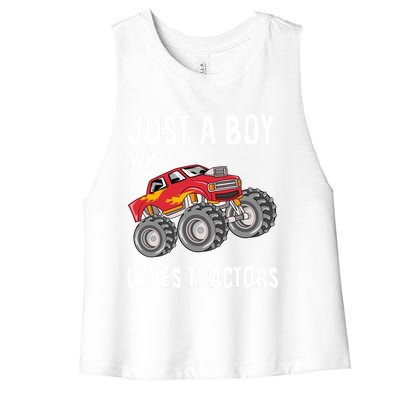 Just A Boy Who Loves Tractors Gift Women's Racerback Cropped Tank