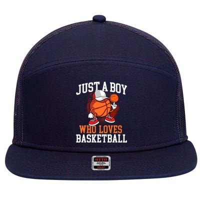 Just A Boy Who Loves Basketball - Player Hoops 7 Panel Mesh Trucker Snapback Hat