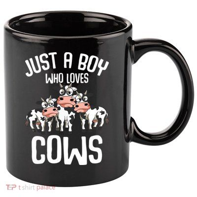 Just A Boy Who Loves Cows Farmers Cow 11oz C Handle Ceramic Mug