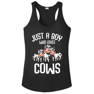 Just A Boy Who Loves Cows Farmers Cow Ladies PosiCharge Competitor Racerback Tank