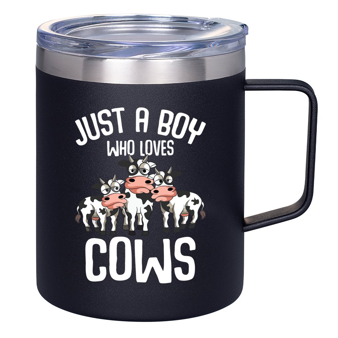 Just A Boy Who Loves Cows Farmers Cow 12oz Stainless Steel Coffee Mug