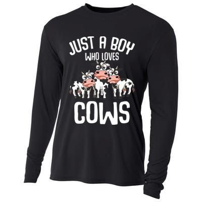Just A Boy Who Loves Cows Farmers Cow Cooling Performance Long Sleeve Crew