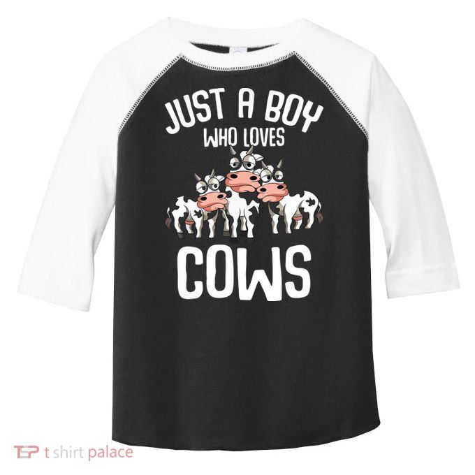 Just A Boy Who Loves Cows Farmers Cow Toddler Fine Jersey T-Shirt