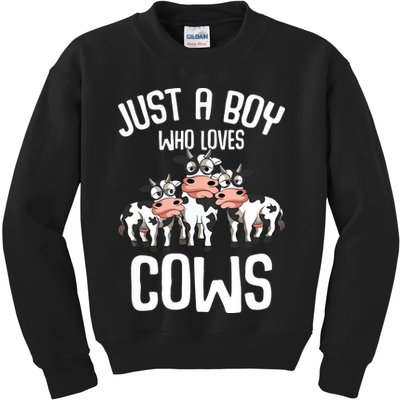 Just A Boy Who Loves Cows Farmers Cow Kids Sweatshirt