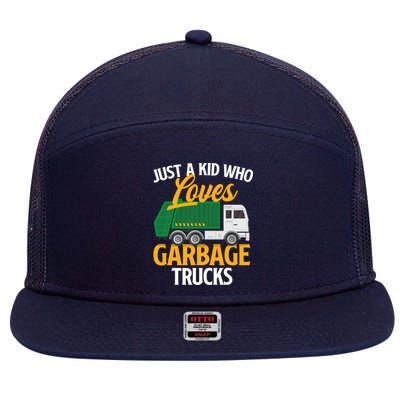 Just A Boy / Girl Who Loves Garbage Trucks Trash Dump Truck Lover 7 Panel Mesh Trucker Snapback Hat