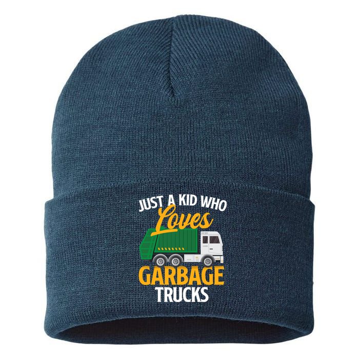 Just A Boy / Girl Who Loves Garbage Trucks Trash Dump Truck Lover Sustainable Knit Beanie