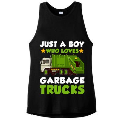 Just A Boy Who Loves Garbage Trucks Lover Trucker Ladies PosiCharge Tri-Blend Wicking Tank