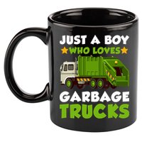 Just A Boy Who Loves Garbage Trucks Lover Trucker 11oz C Handle Ceramic Mug
