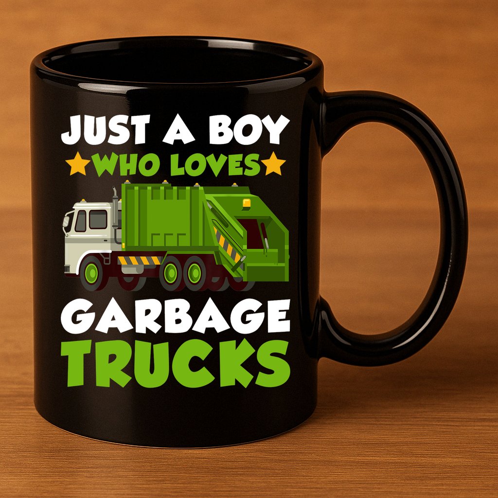 Just A Boy Who Loves Garbage Trucks Lover Trucker 11oz C Handle Ceramic Mug