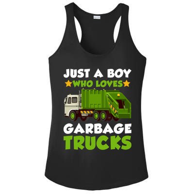 Just A Boy Who Loves Garbage Trucks Lover Trucker Ladies PosiCharge Competitor Racerback Tank