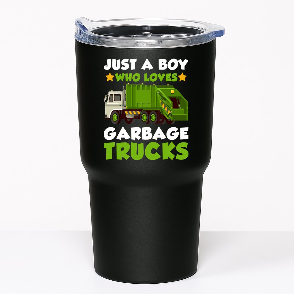 Just A Boy Who Loves Garbage Trucks Lover Trucker Tumbler