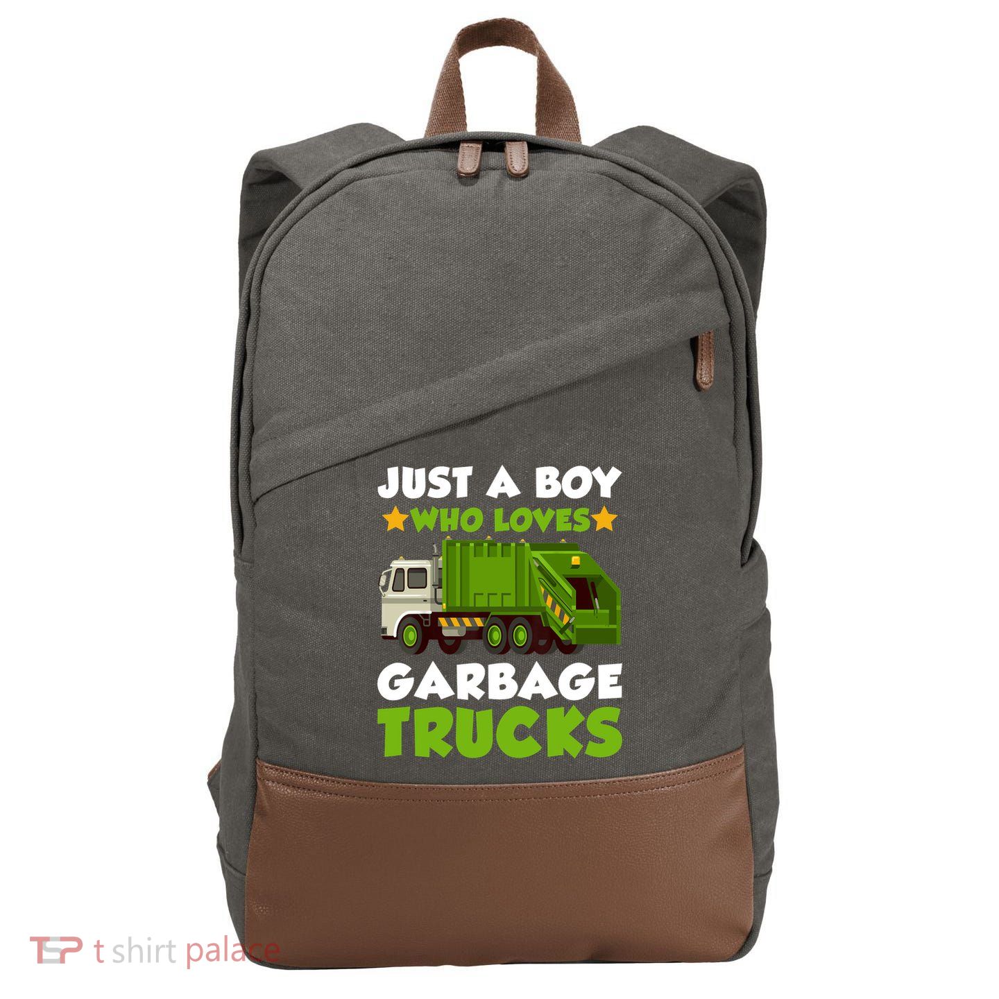 Just A Boy Who Loves Garbage Trucks Lover Trucker Cotton Canvas Backpack